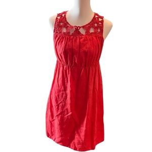 STUDIO M vintage Linen and crochet mini dress SZ S